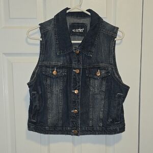 Denim Vest with Button Accents